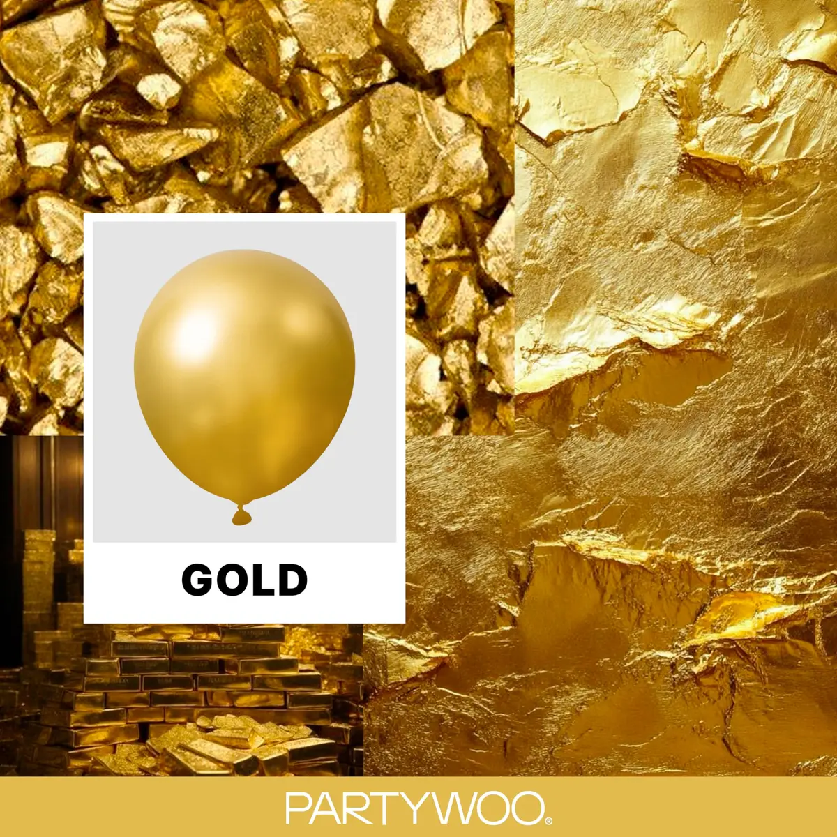 PartyWoo Gold Balloons 100pcs Assorted Sizes 5-18 Inch | Metallic Latex Party Decorations - view 2
