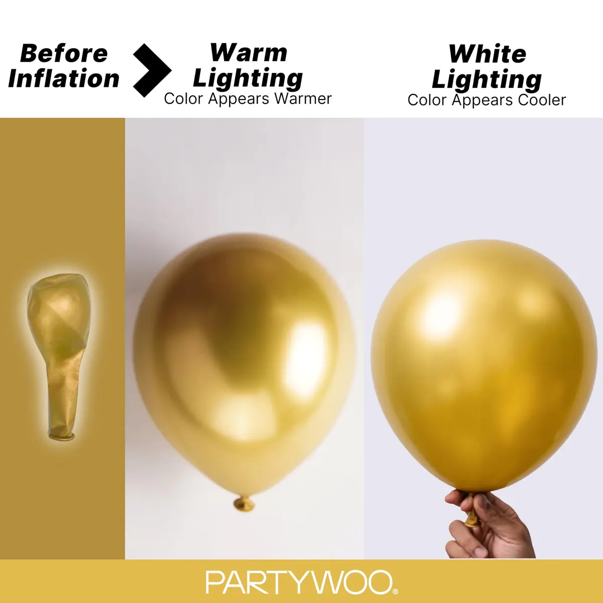 PartyWoo Gold Balloons 100pcs Assorted Sizes 5-18 Inch | Metallic Latex Party Decorations - view 3