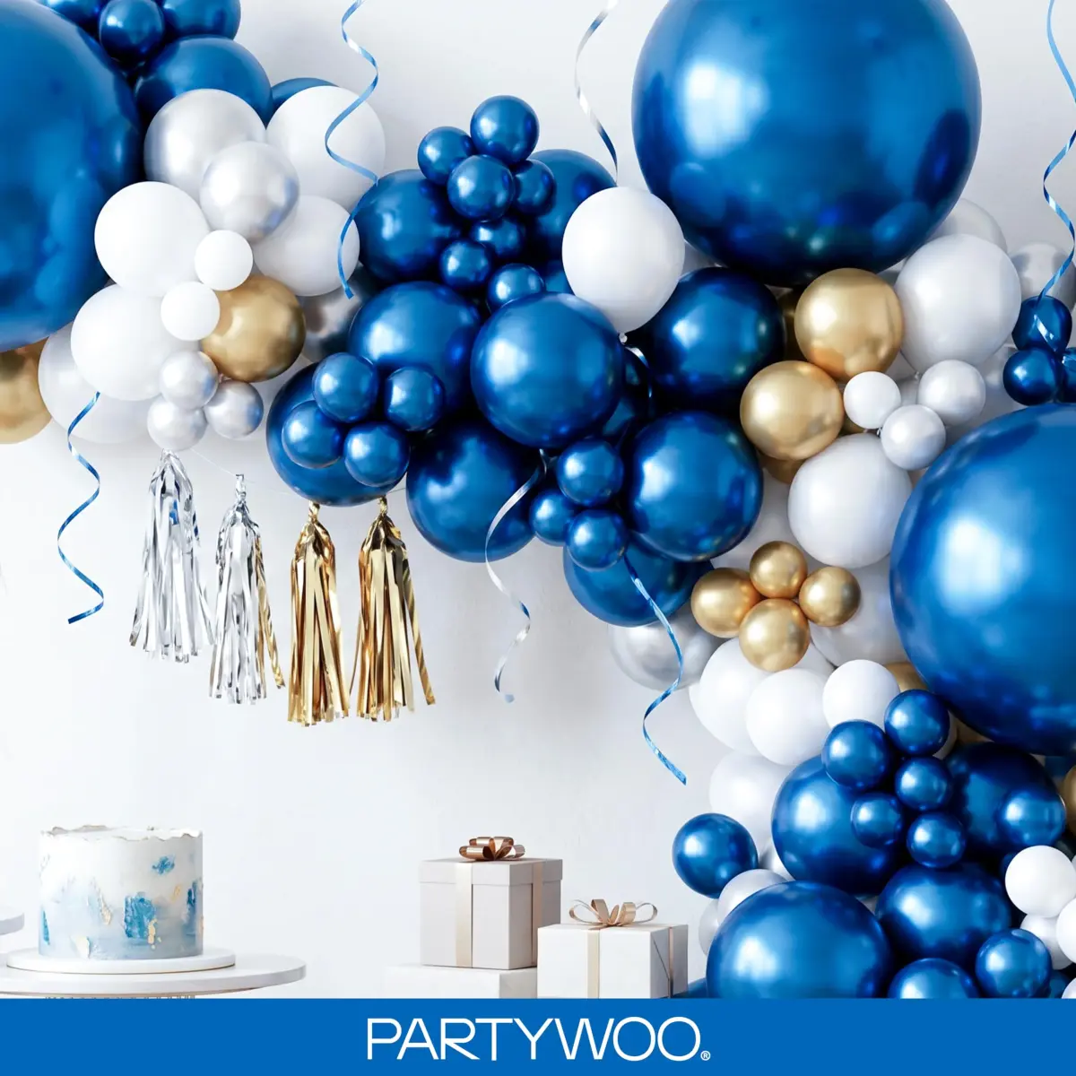 PartyWoo Metallic Blue Balloons 100pcs Chrome Blue Color Assorted Sizes | Thick Durable Latex for Parties - view 8