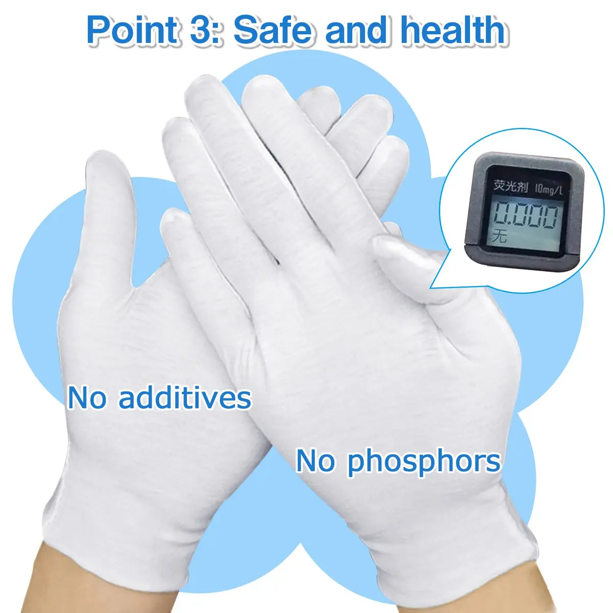 PANGTIKU Moisturizing White Cotton Gloves for Dry Hands | Reusable, Soft & Stretchable (24 pcs) - view 4