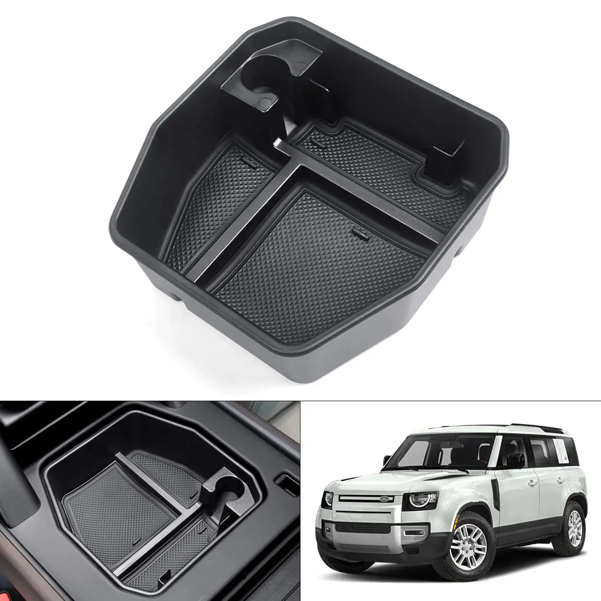 Karltys Center Console Organizer for Land Rover Defender 90 110 130 2020-2026 (Standard Size, Black) | ABS Insert Tray with Multiple Compartments - main product image