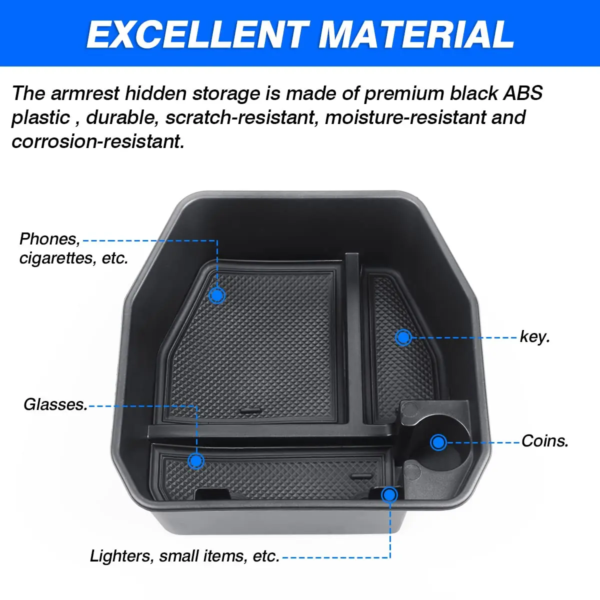 Karltys Center Console Organizer for Land Rover Defender 90 110 130 2020-2026 (Standard Size, Black) | ABS Insert Tray with Multiple Compartments - view 5