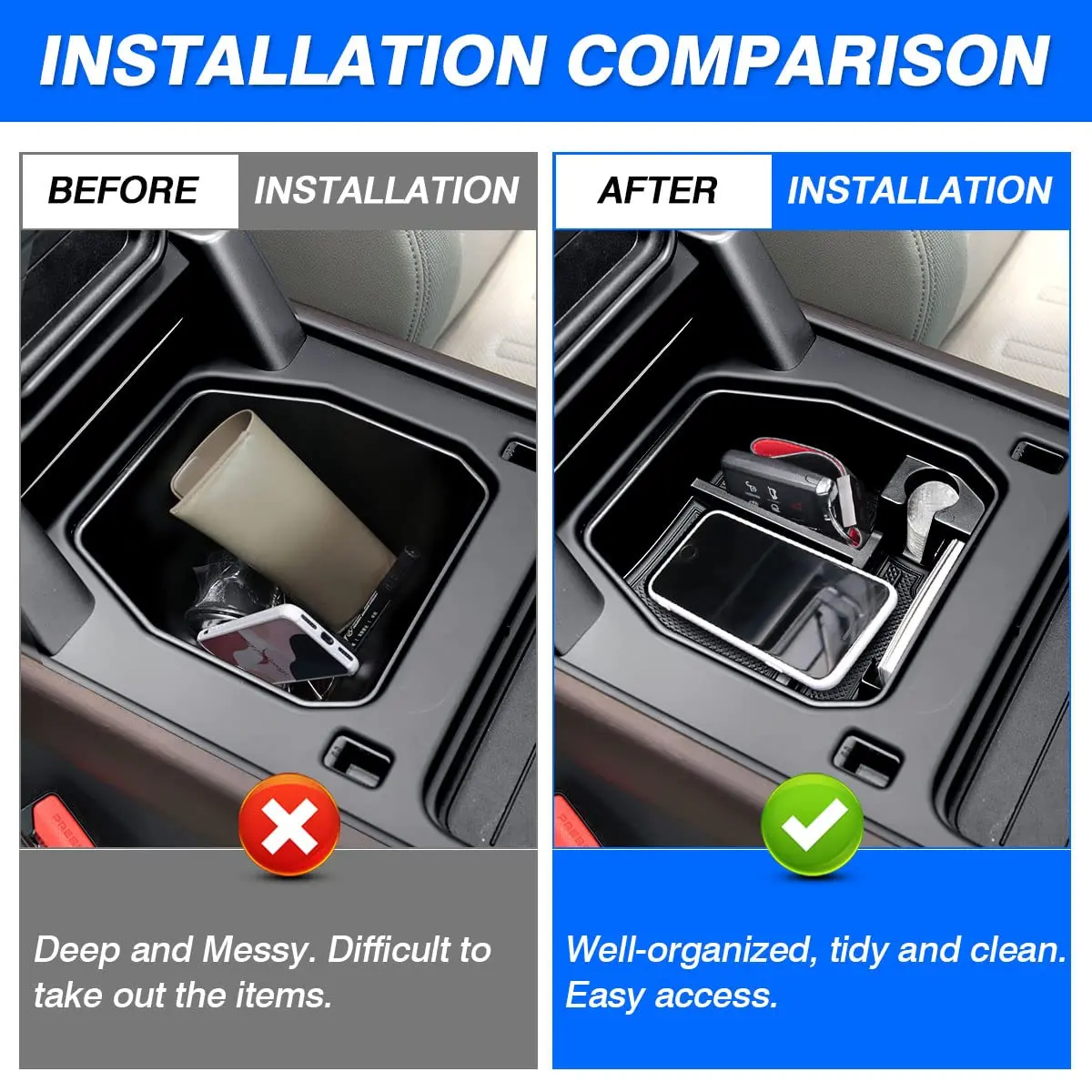 Karltys Center Console Organizer for Land Rover Defender 90 110 130 2020-2026 (Standard Size, Black) | ABS Insert Tray with Multiple Compartments - view 3