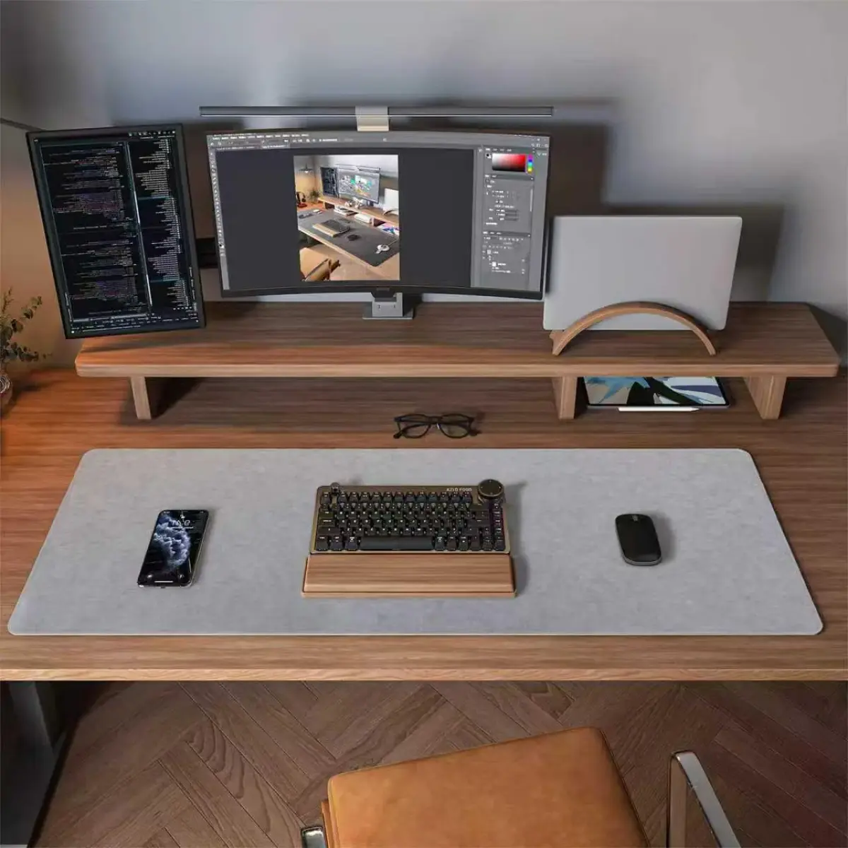 DAWNTREES Felt Desk Pad Large Mouse Pad and Keyboard Mat 90cm (36" x 12") | Protects Desks from Scratches and Spills - view 3