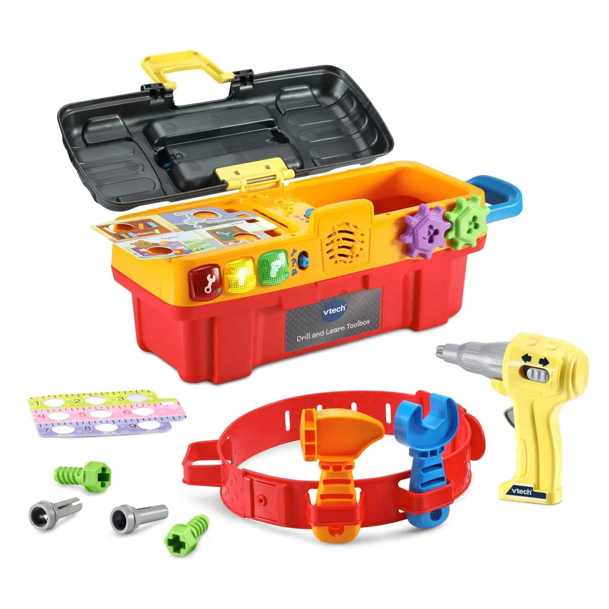 VTech Drill and Learn Toolbox Pro with Working Drill and Tools, 13.2" x 4.9" x 5.6" | Electronic Learning Toy for Ages 2-5 - main product image