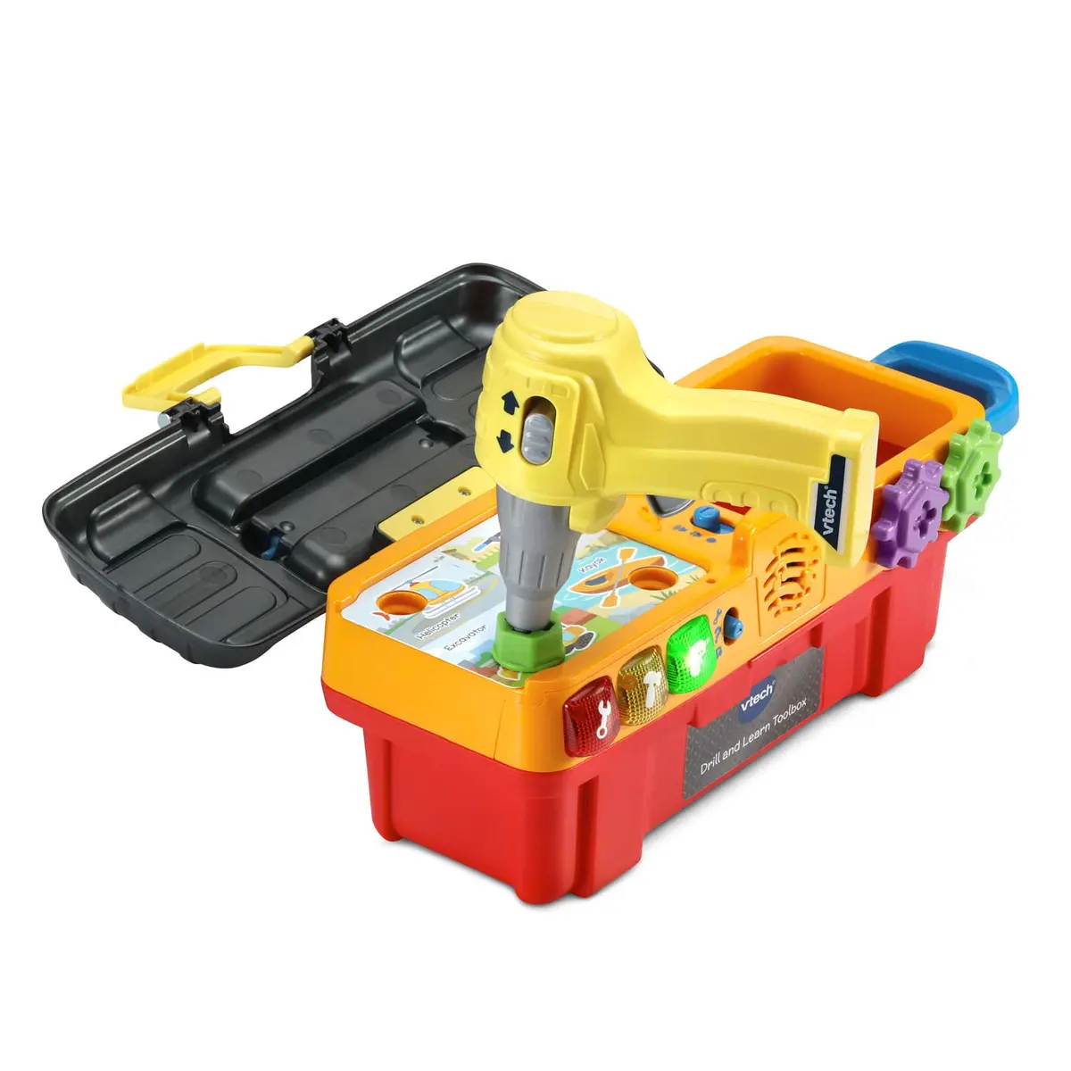 VTech Drill and Learn Toolbox Pro with Working Drill and Tools, 13.2" x 4.9" x 5.6" | Electronic Learning Toy for Ages 2-5 - view 3
