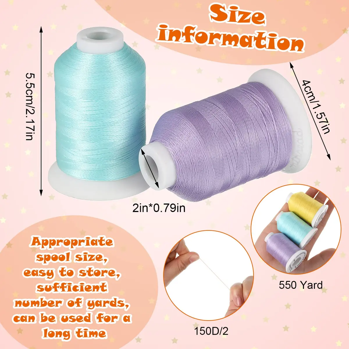 Nuanchu Glow in The Dark Embroidery Thread 12 Colors | 550 Yard Polyester for Sewing & Crafts - view 2