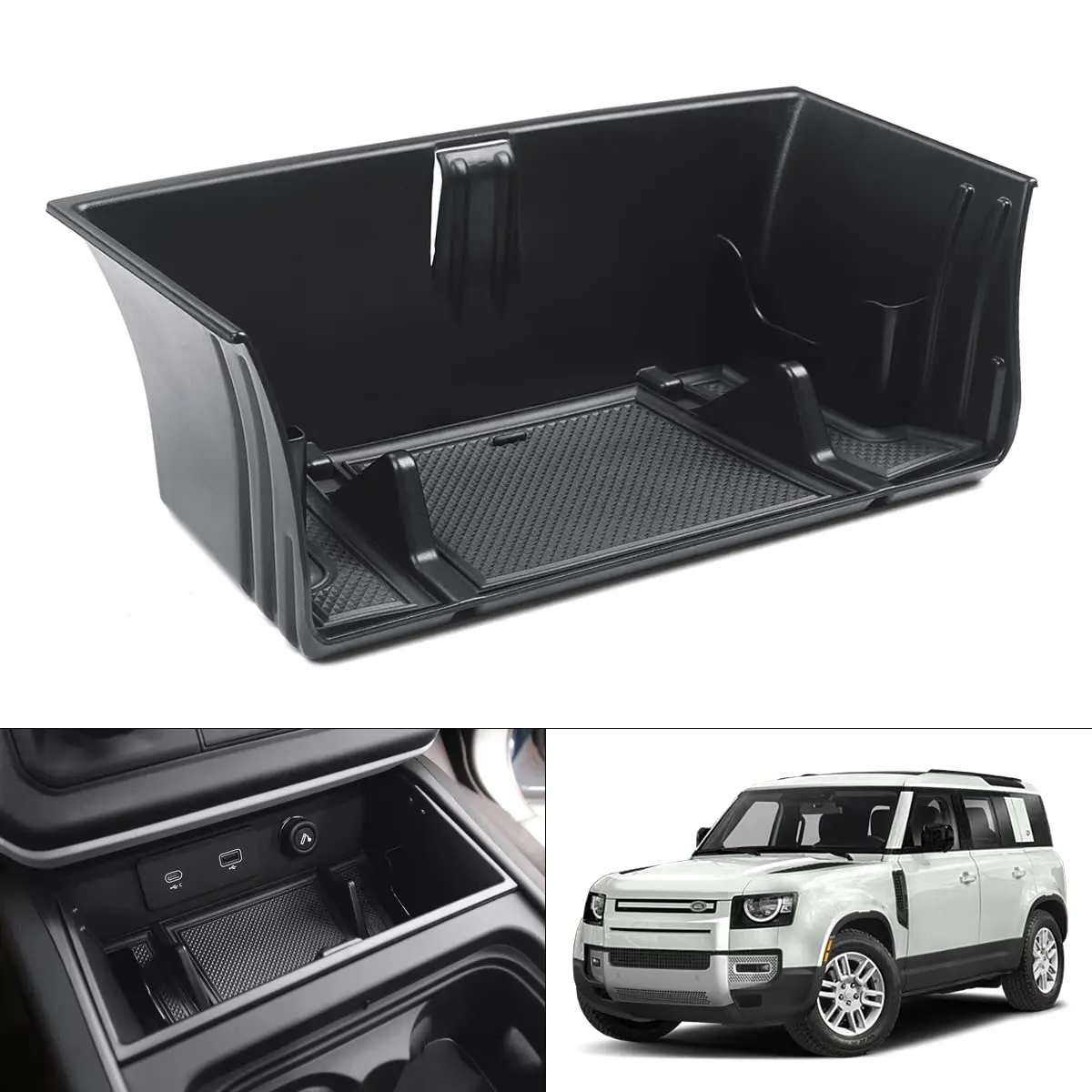 Karltys Center Console Organizer Tray for Land Rover Defender Accessories 90 110 130 2020-2025 2026 | Durable ABS Middle Console Storage Box with Non-Slip Mat - main product image