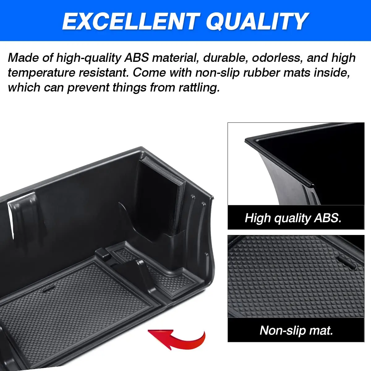 Karltys Center Console Organizer Tray for Land Rover Defender Accessories 90 110 130 2020-2025 2026 | Durable ABS Middle Console Storage Box with Non-Slip Mat - view 5