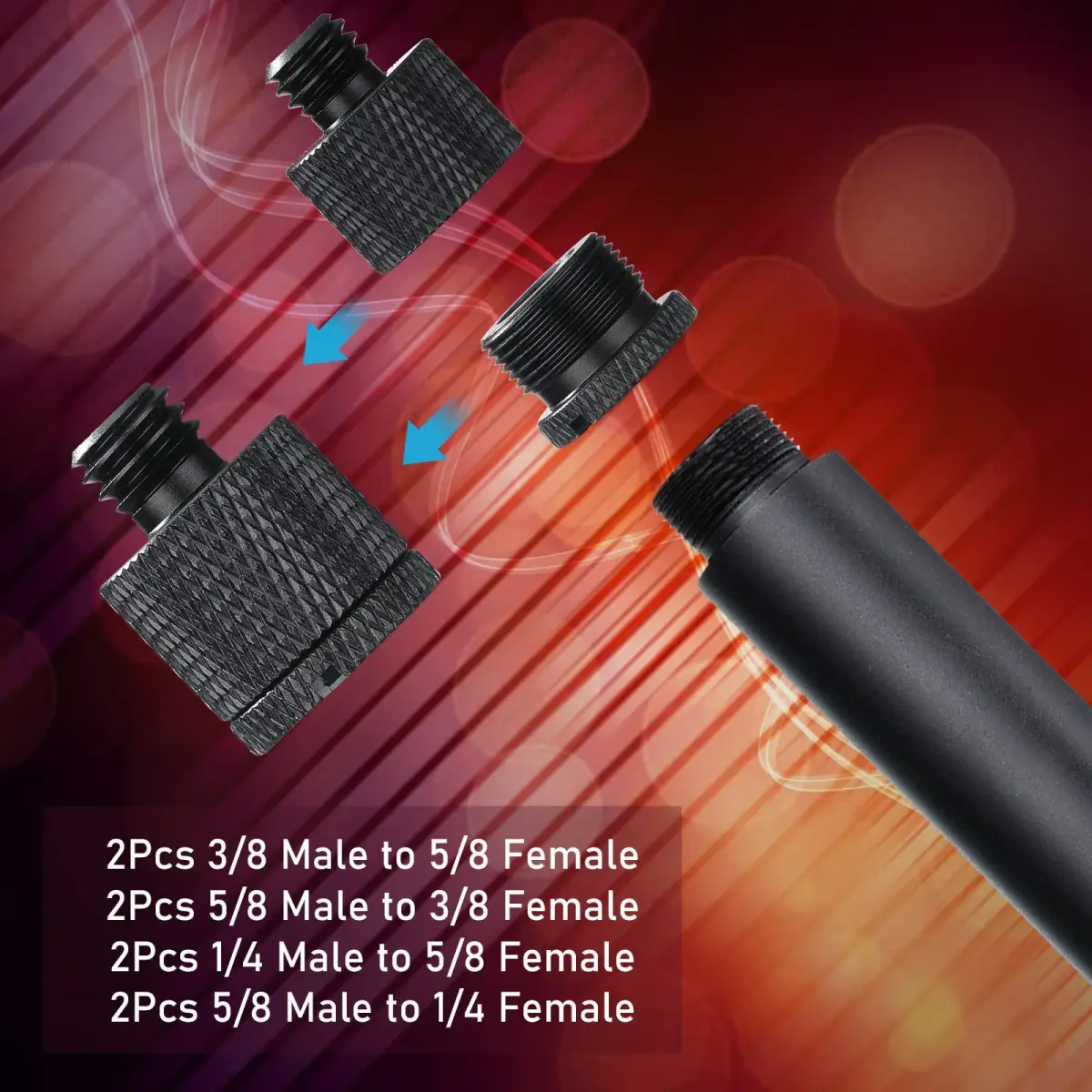 Moxweyeni Black Microphone Stand Adapter Set | 8 Pieces, 4 Styles - view 5