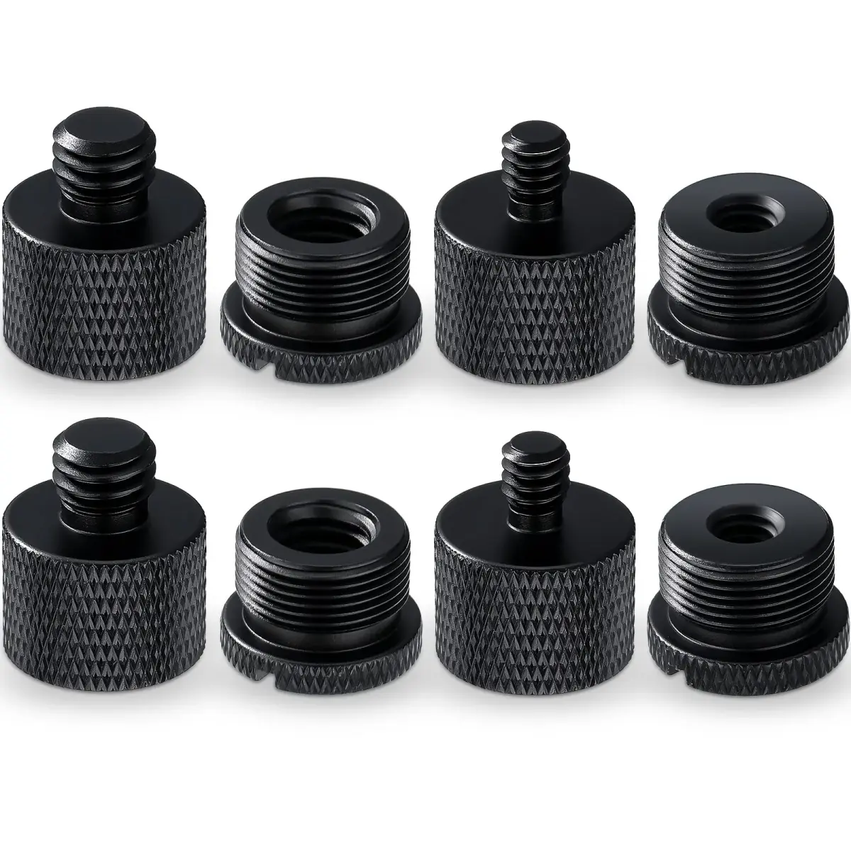 Moxweyeni Black Microphone Stand Adapter Set | 8 Pieces, 4 Styles - main product image