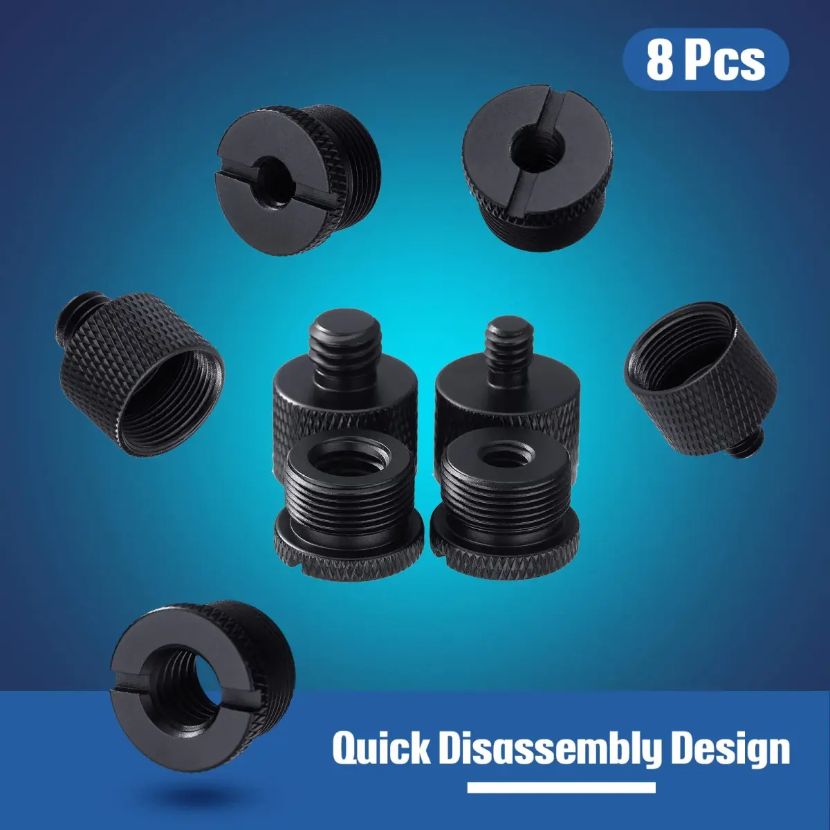 Moxweyeni Black Microphone Stand Adapter Set | 8 Pieces, 4 Styles - view 7