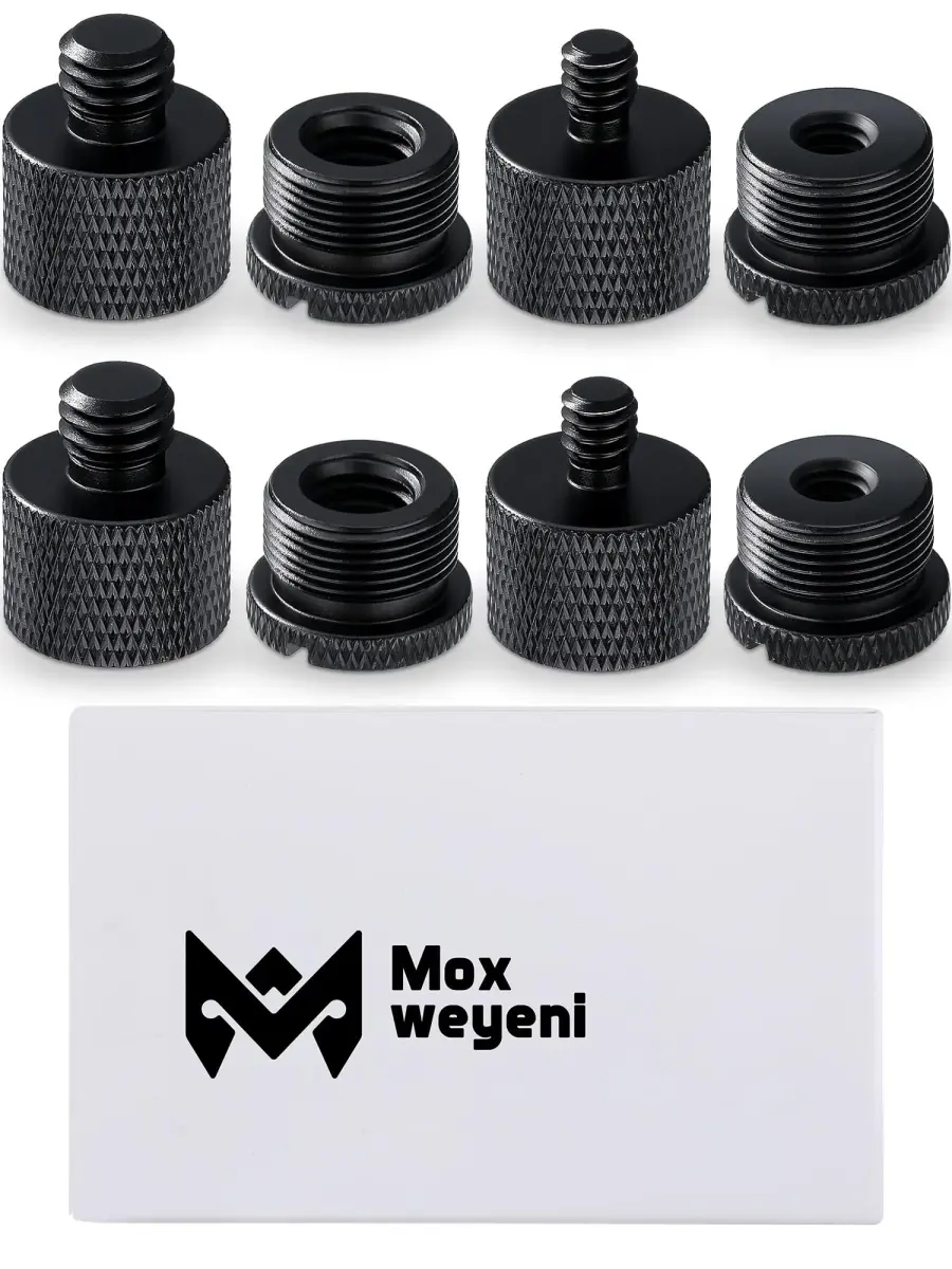 Moxweyeni Black Microphone Stand Adapter Set | 8 Pieces, 4 Styles - view 8