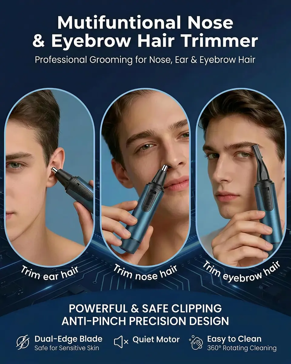 AREYZIN Nose Trimmer 2022 Professional Ear & Nose Hair Trimmer | Painless, IPX7 Waterproof, Dual Edge Blades - view 5