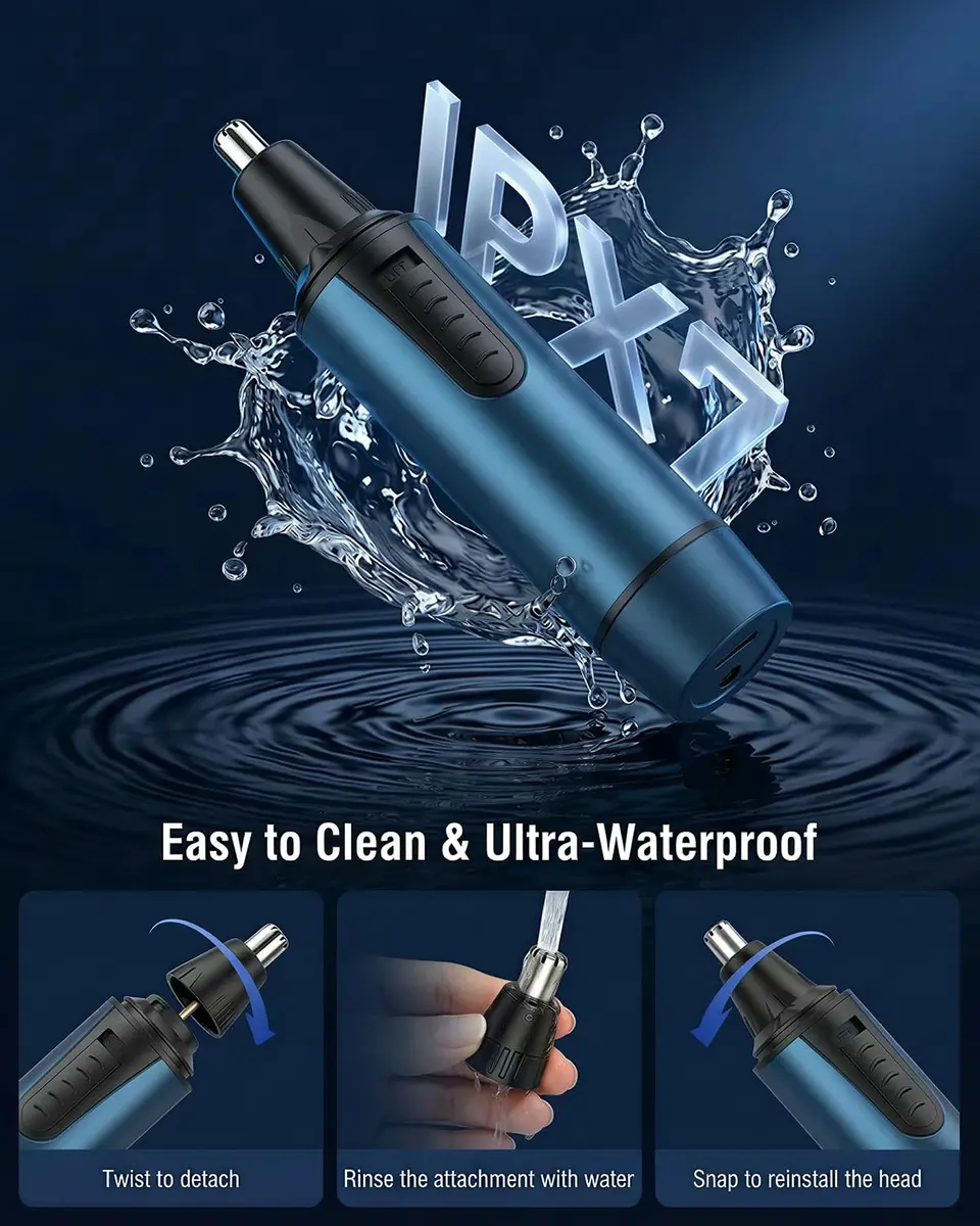 AREYZIN Nose Trimmer 2022 Professional Ear & Nose Hair Trimmer | Painless, IPX7 Waterproof, Dual Edge Blades - view 3
