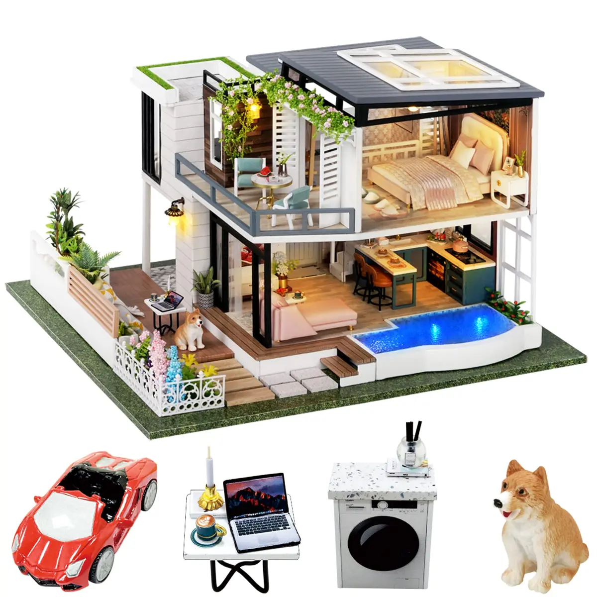 Spilay DIY Miniature House Kit for Adults | Miniature Dollhouse Craft with Lighting & Accessories - main product image