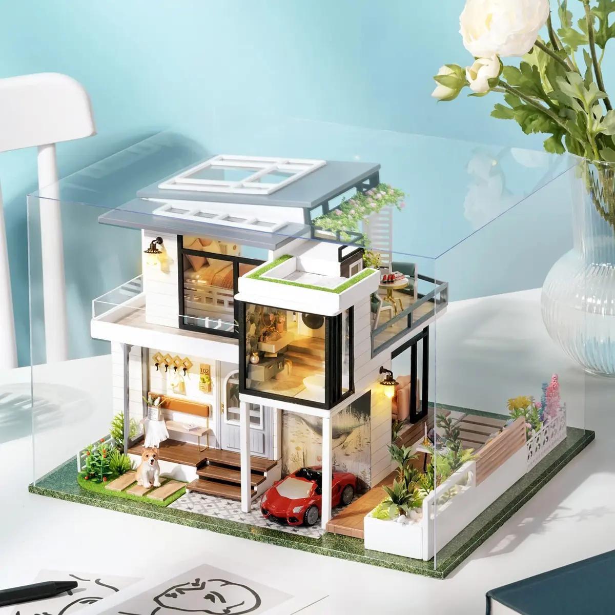 Spilay DIY Miniature House Kit for Adults | Miniature Dollhouse Craft with Lighting & Accessories - view 2