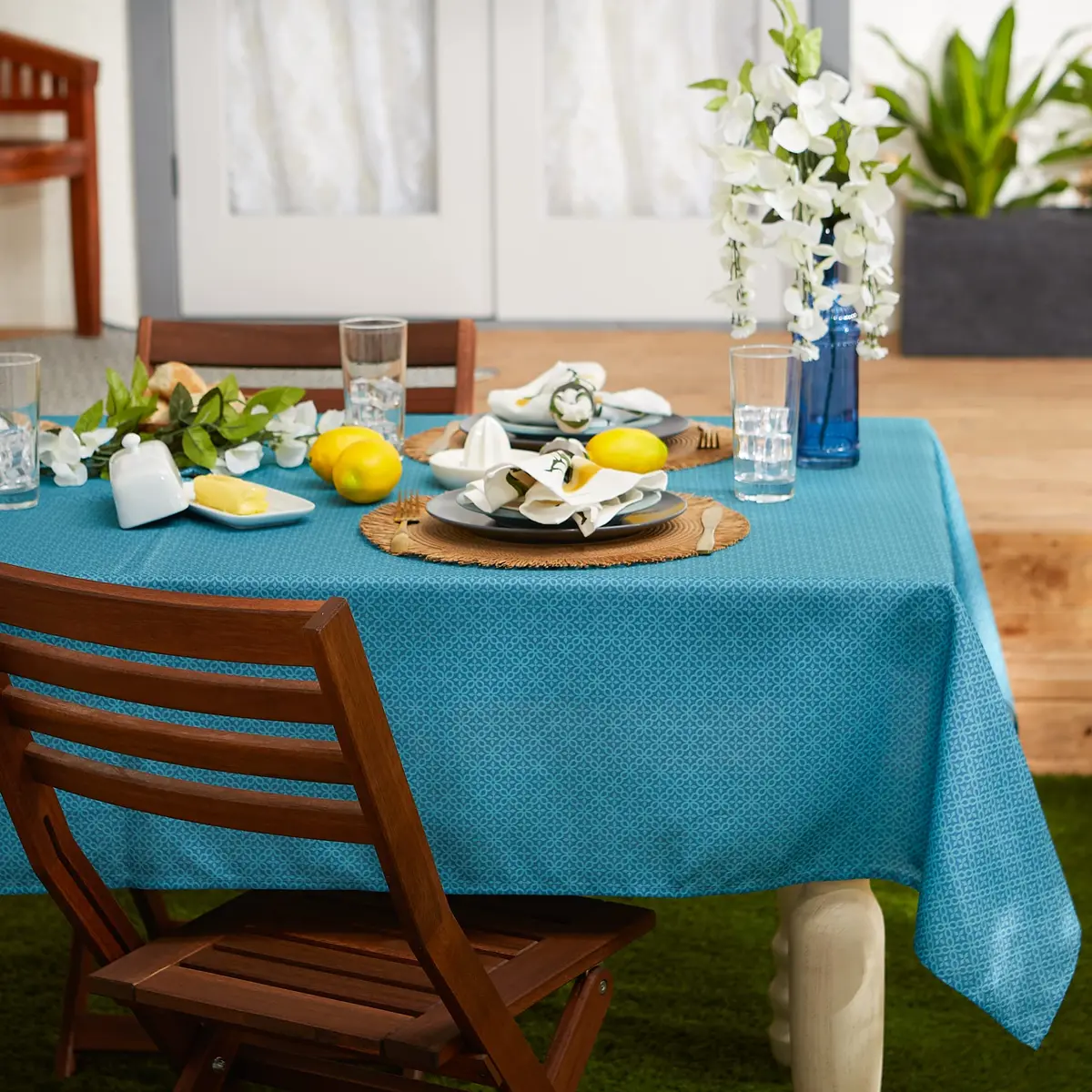 DII Tonal Lattice Zipper Tablecloth 60x84 inches (152x213 cm) | Outdoor & Indoor Use - view 5
