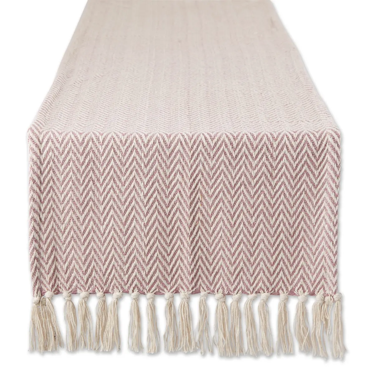 DII Woven Basic Tabletop Collection Chevron Table Runner, 15x72, Pale Mauve | Casual & Durable Cotton - main product image