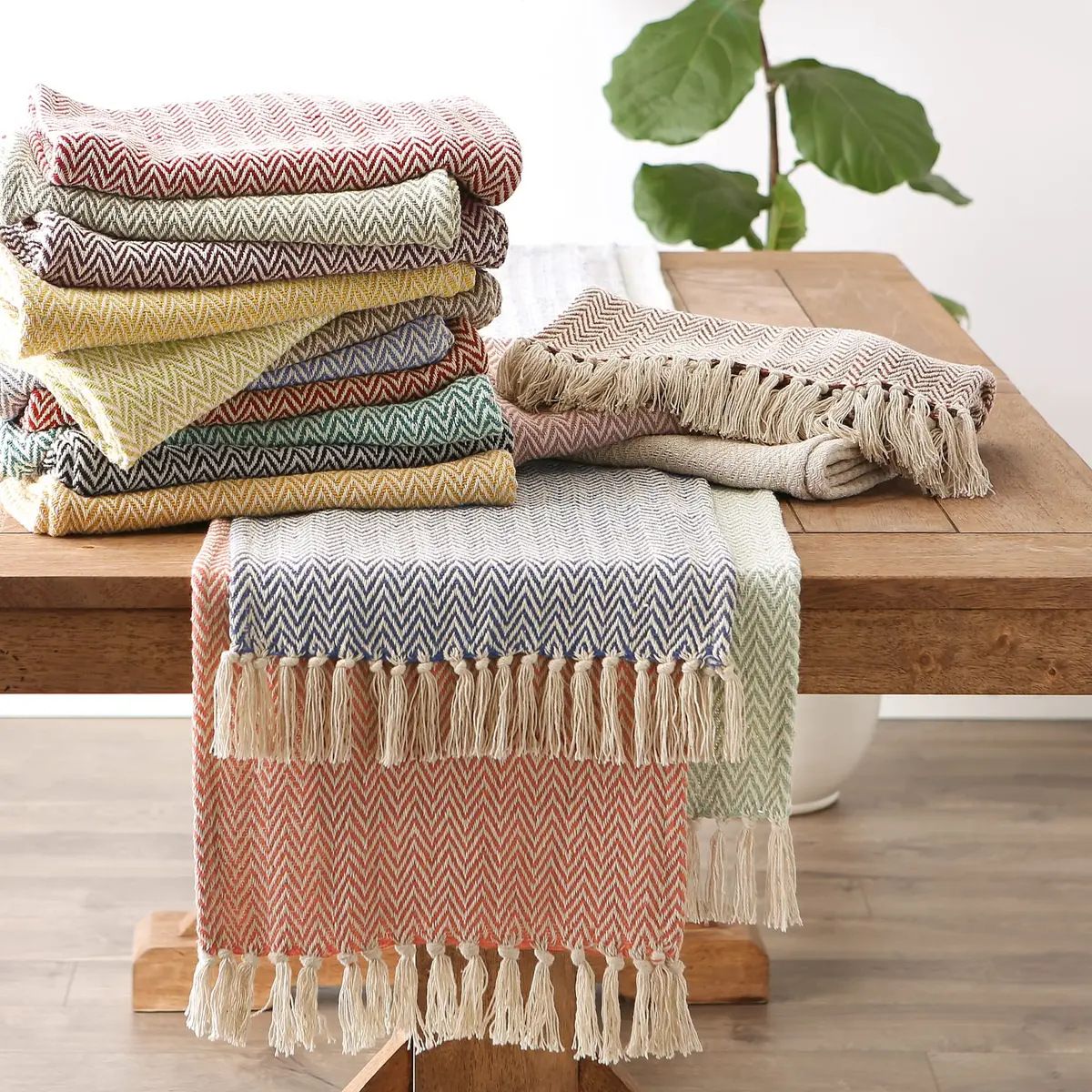 DII Woven Basic Tabletop Collection Chevron Table Runner, 15x72, Pale Mauve | Casual & Durable Cotton - view 6