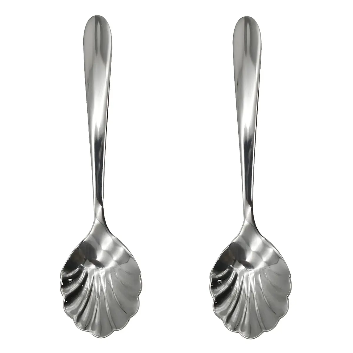 Pinenjoy 2Pcs 4.96in Shell Spoons 18/10(304) Stainless Steel Sugar Spoon | Elegant Shell Design, Mirror Polished, Durable & Safe for Daily Use - main product image