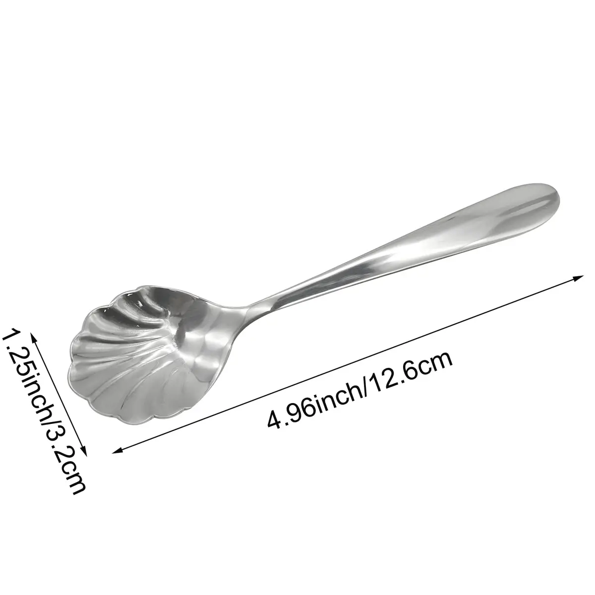 Pinenjoy 2Pcs 4.96in Shell Spoons 18/10(304) Stainless Steel Sugar Spoon | Elegant Shell Design, Mirror Polished, Durable & Safe for Daily Use - view 3