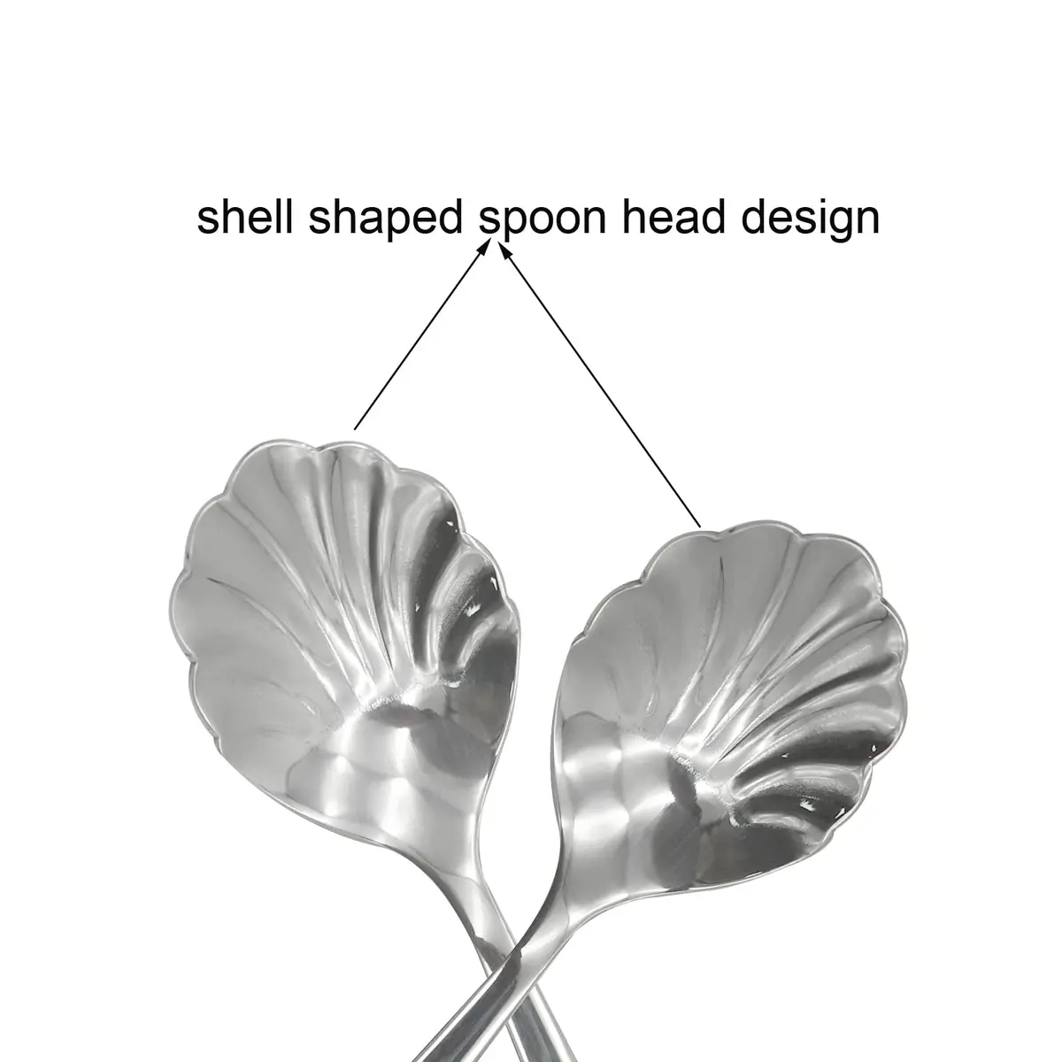 Pinenjoy 2Pcs 4.96in Shell Spoons 18/10(304) Stainless Steel Sugar Spoon | Elegant Shell Design, Mirror Polished, Durable & Safe for Daily Use - view 4