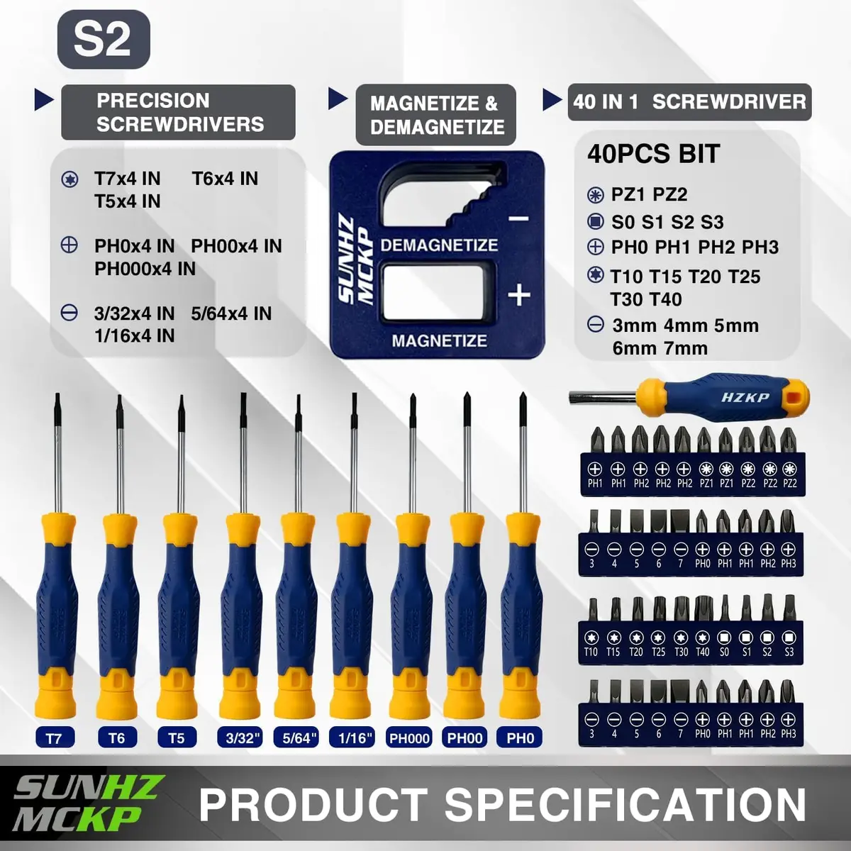 SUNHZ MCKP Magnetic Screwdriver Set 66-Piece | S2 Alloy Steel, Impact-Resistant, Ergonomic Handle - view 2