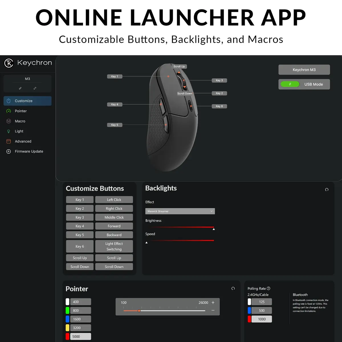 Keychron M3 Wireless Mouse, PAW3395 Sensor 26000 DPI | Ergonomic, Lightweight 79g, 2.4 GHz/Bluetooth 5.1 - view 3
