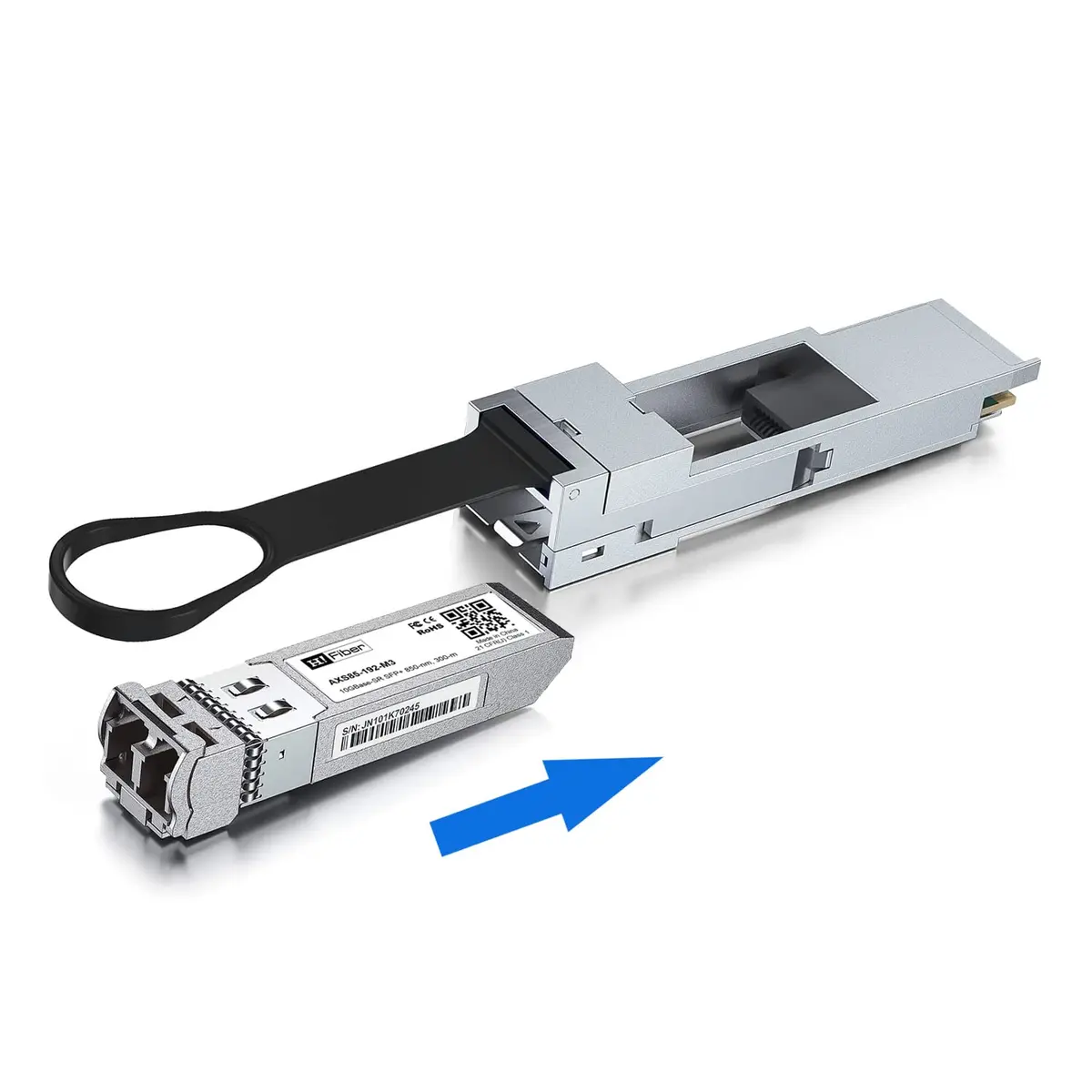 H!Fiber QSA Adapter, 40G QSFP to 10G SFP+ Converter Module for Cisco CVR-QSFP-SFP10G, All-Metal housing | Supports 10Gbps Ethernet - view 3