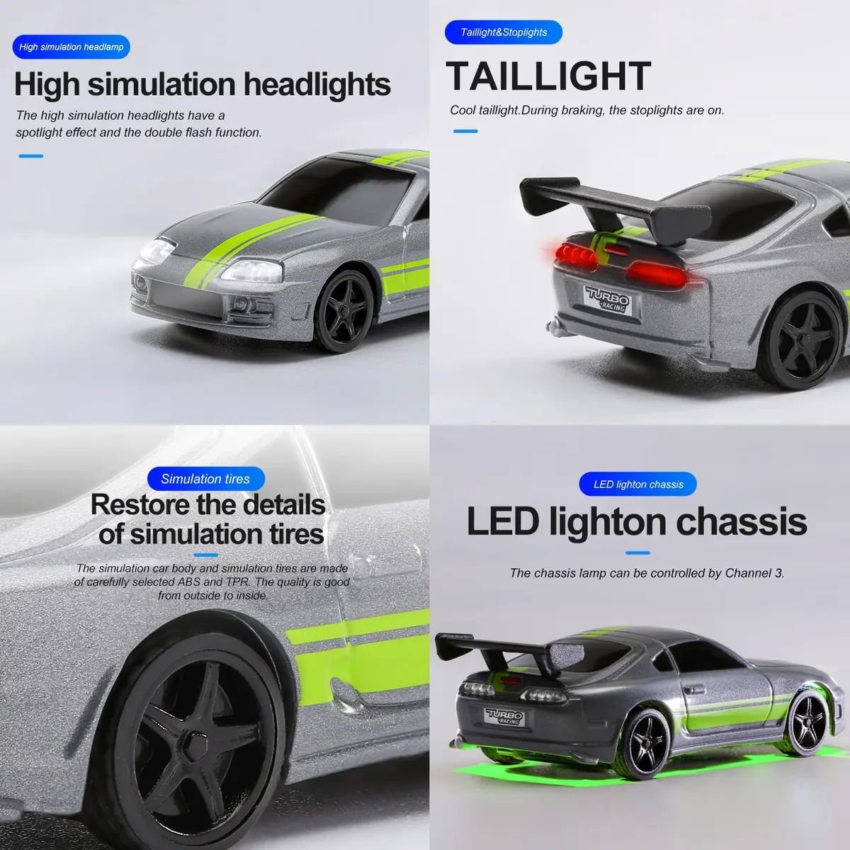 havcybin 1:76 Turbo Racing Scale RC Sport Car | Mini Model Car with Proportional RTR Kit - view 3