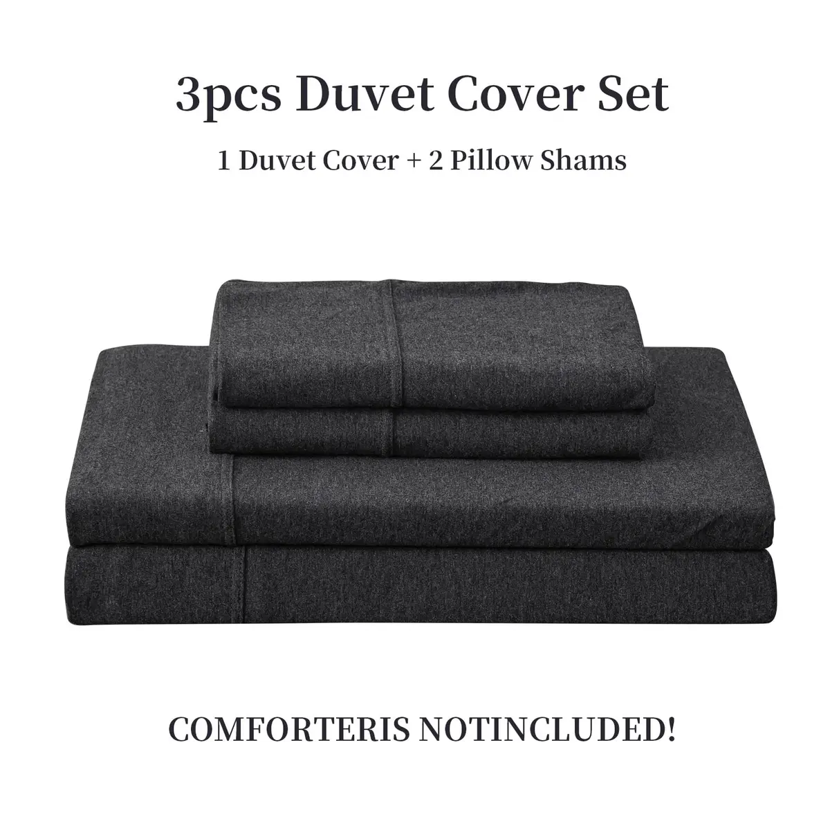 PURE ERA Jersey Knit Duvet Cover Set Heather Charcoal Grey California King | Ultra Soft Cotton Jersey Bedding - view 7