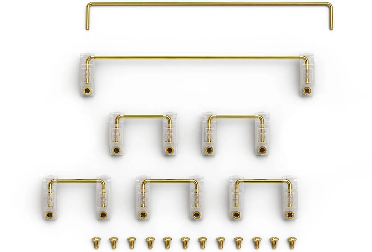 Glorious Keyboard Stabilizer GSV2 Kit with Gold Wire & Premium Polymer | PCB Mount Screw-in Stabilizers for Mechanical Keyboards (7-Piece Set) - main product image
