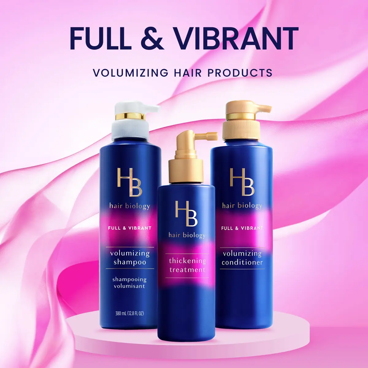 Hair Biology Full & Vibrant Set Including: Volumizing Shampoo (385ml), Conditioner (385ml) & Thickening Treatment (189ml) | Biotin Infused, Paraben-Free, Color-Safe - view 2