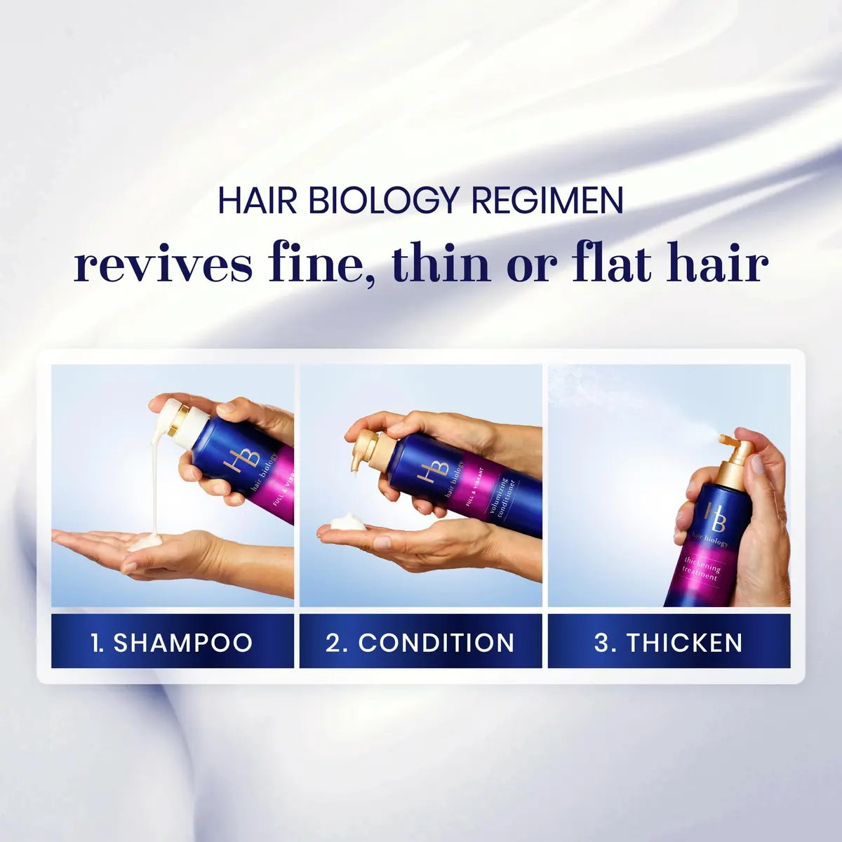 Hair Biology Full & Vibrant Set Including: Volumizing Shampoo (385ml), Conditioner (385ml) & Thickening Treatment (189ml) | Biotin Infused, Paraben-Free, Color-Safe - view 4