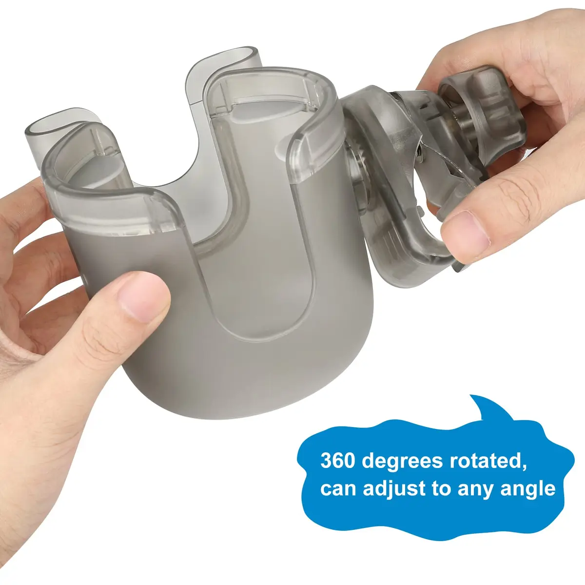 Accmor Universal Stroller Cup Holder with Phone Holder & Organizer, Transparent Grey | Fits Most Strollers, Bikes, Wheelchairs, Walkers (1-Pack) - view 6