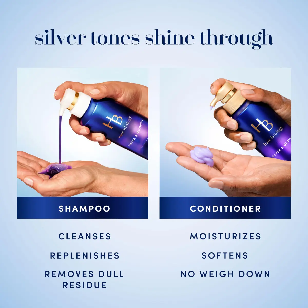Hair Biology Biotin-Infused Purple Shampoo & Conditioner Set for Grey Hair | Anti-Brassiness, Moisturizing, Color-Safe, Silver & Glowing, 12.8 Fl Oz Each, 2 Pack - view 7