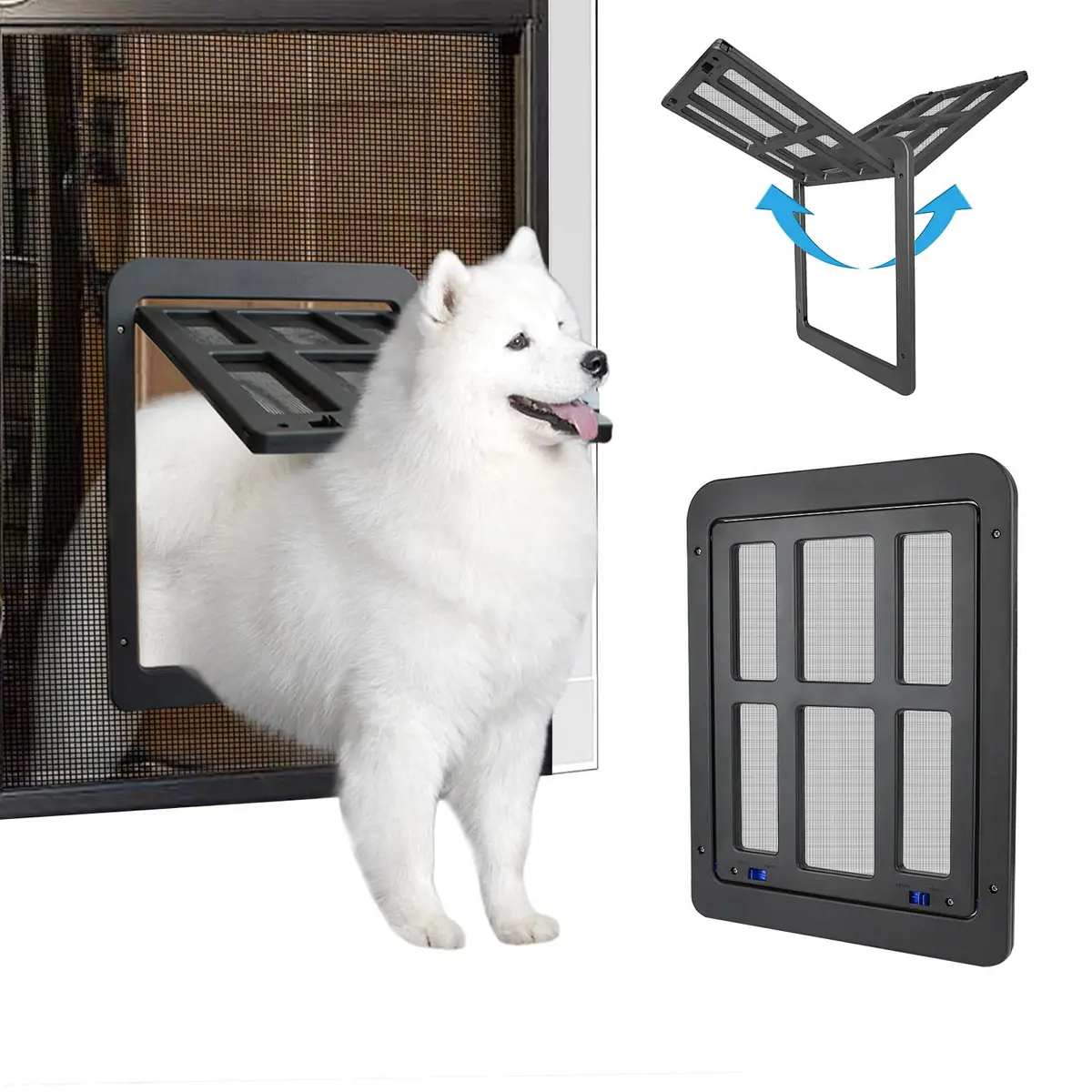 NAMSAN Dog Screen Door 11.2 x 14.4 inches | Large Pet Door for Sliding Doors with Magnetic Self-Closing (70-120c) - main product image