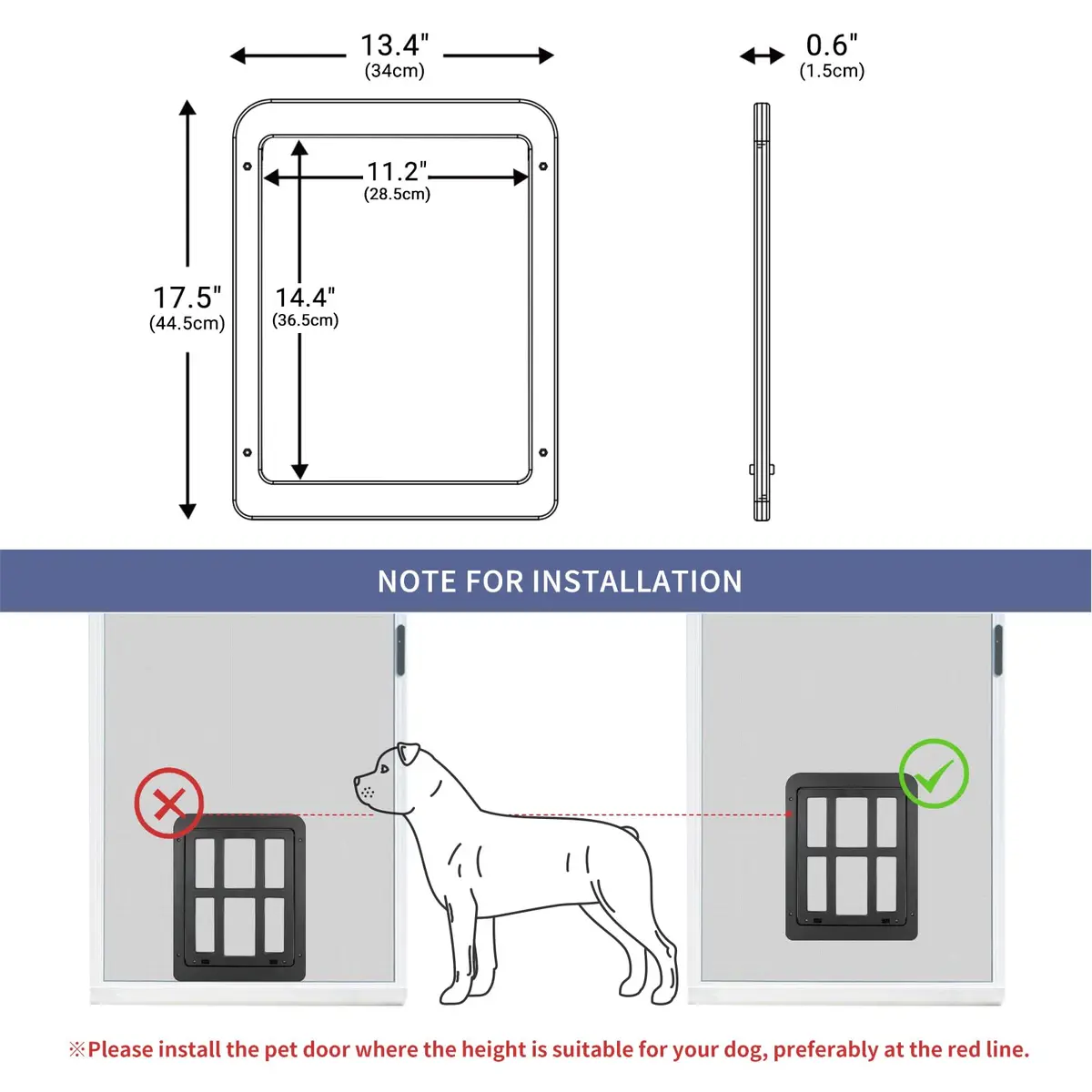 NAMSAN Dog Screen Door 11.2 x 14.4 inches | Large Pet Door for Sliding Doors with Magnetic Self-Closing (70-120c) - view 3