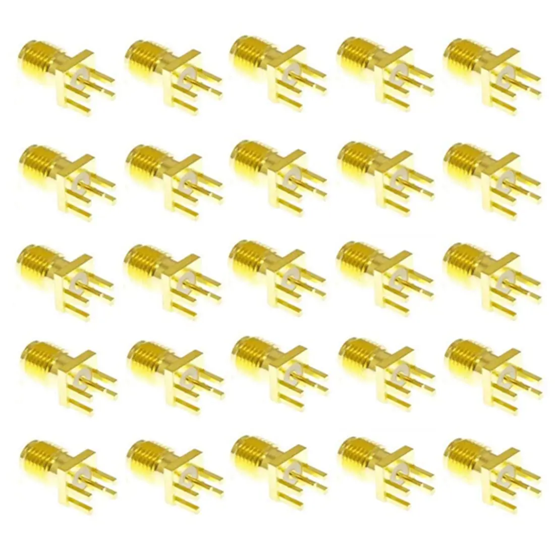 bnafes SMA Female PCB Panel Edge Mount Plug with 4 Pins Stand Straight Connector RF Coax Coaxial Adapter 25pcs - main product image