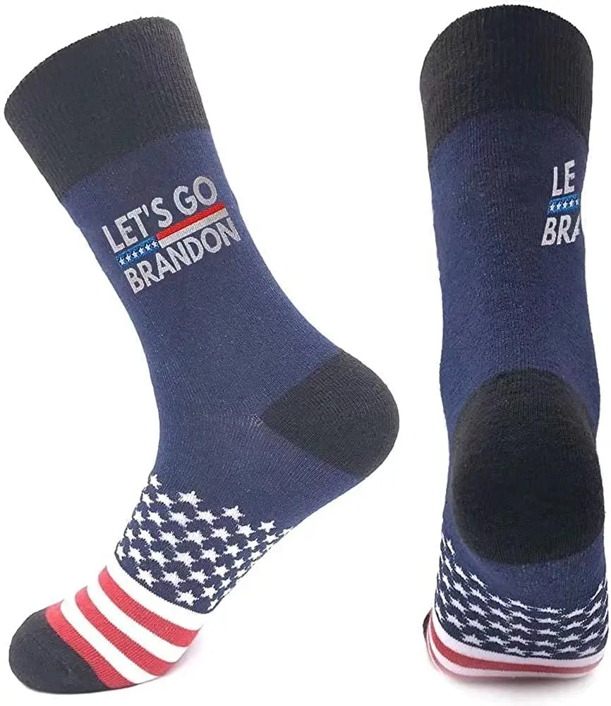 T Legend Let's Go Brandon Socks FJB American Flag OneSize | Unisex Crew Length Socks - main product image