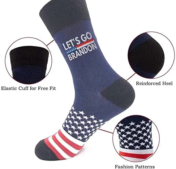 T Legend Let's Go Brandon Socks FJB American Flag OneSize | Unisex Crew Length Socks - view 3