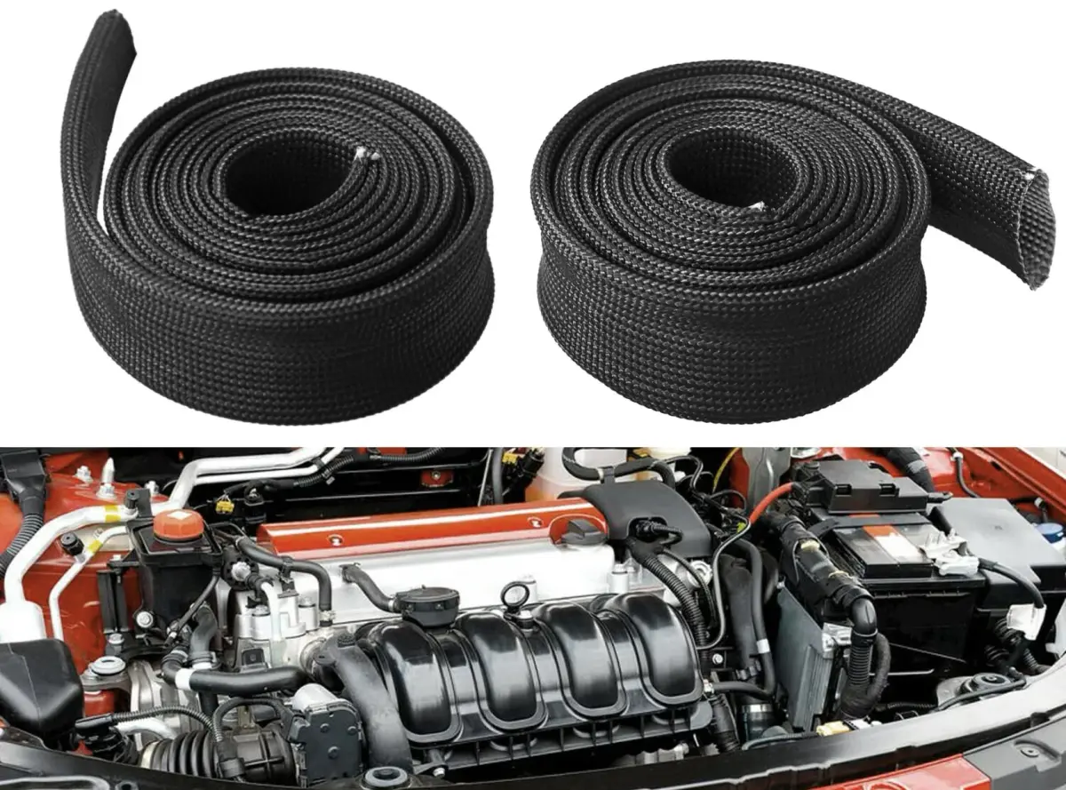Ummickl Black Heat Shield Sleeve 25mm (1") x 3m (10') | Protects Fuel Lines & Wires from 2500°F Heat - view 6