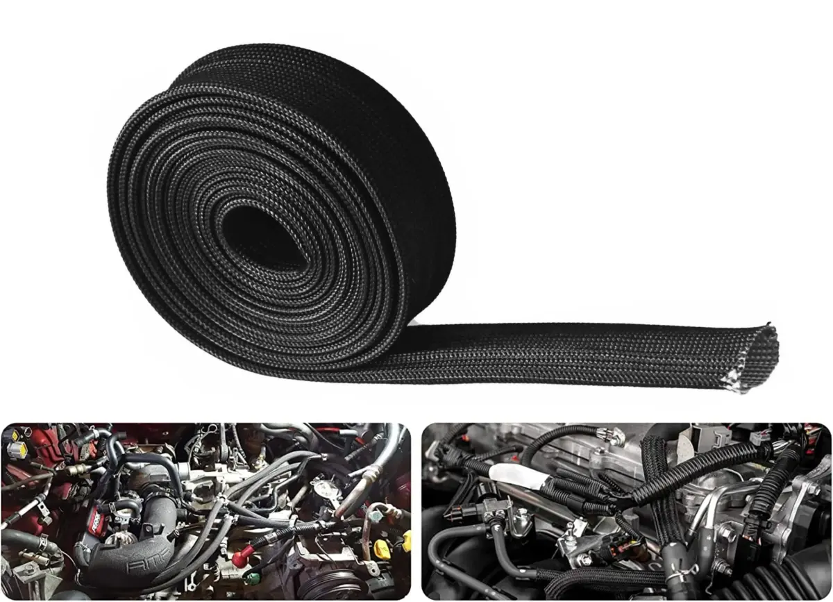 Ummickl Black Heat Shield Sleeve 25mm (1") x 3m (10') | Protects Fuel Lines & Wires from 2500°F Heat - view 7