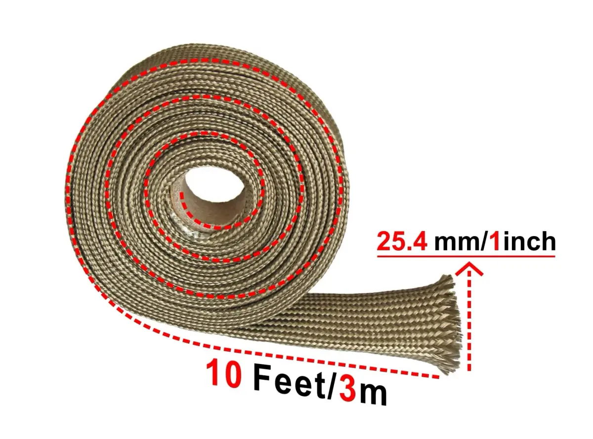 Ummickl Heat Shield Sleeve 25mm (1" ID) x 10ft | High-Temp Basalt Auto Hose Protector - view 3