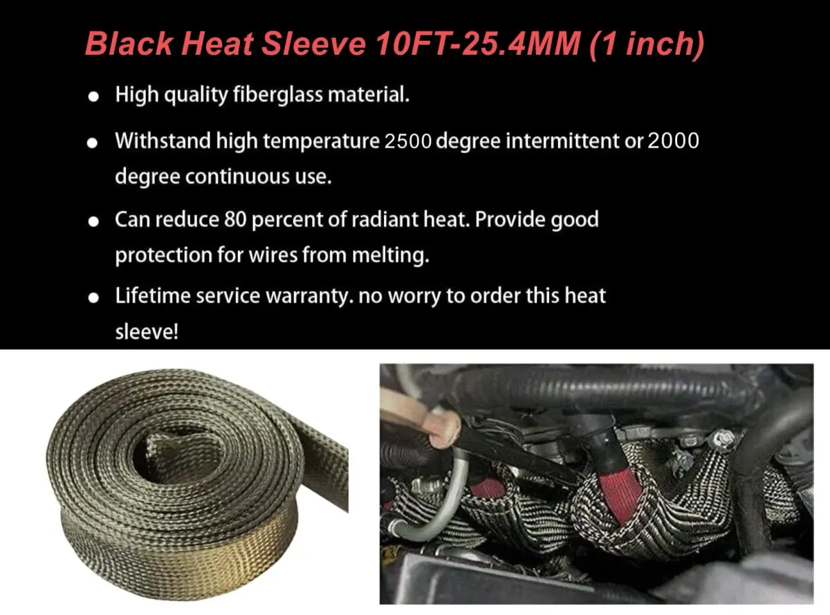 Ummickl Heat Shield Sleeve 25mm (1" ID) x 10ft | High-Temp Basalt Auto Hose Protector - view 4