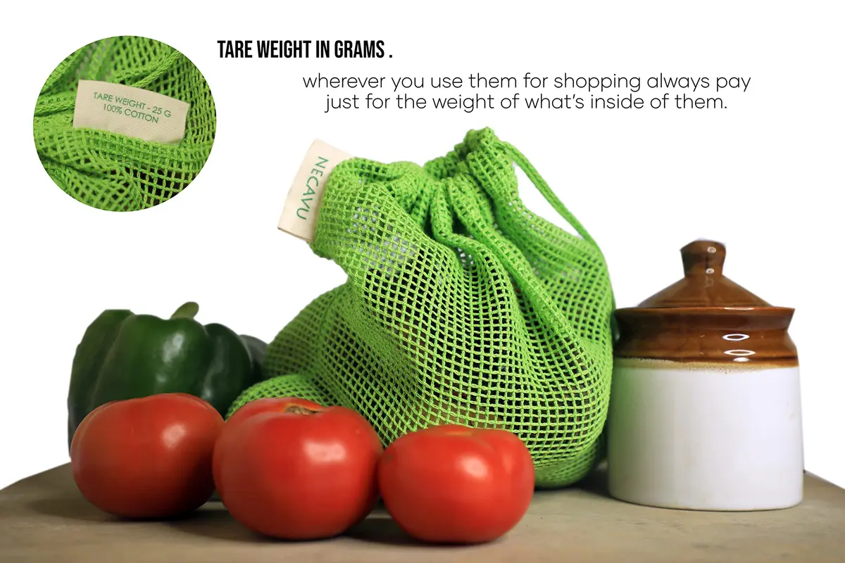 NECAVU 100% Cotton Set of 6 Fridge Bags | Eco-Friendly Vegetable Storage Bags for Fridge (Neem Green, 25cm x 25cm) - view 2