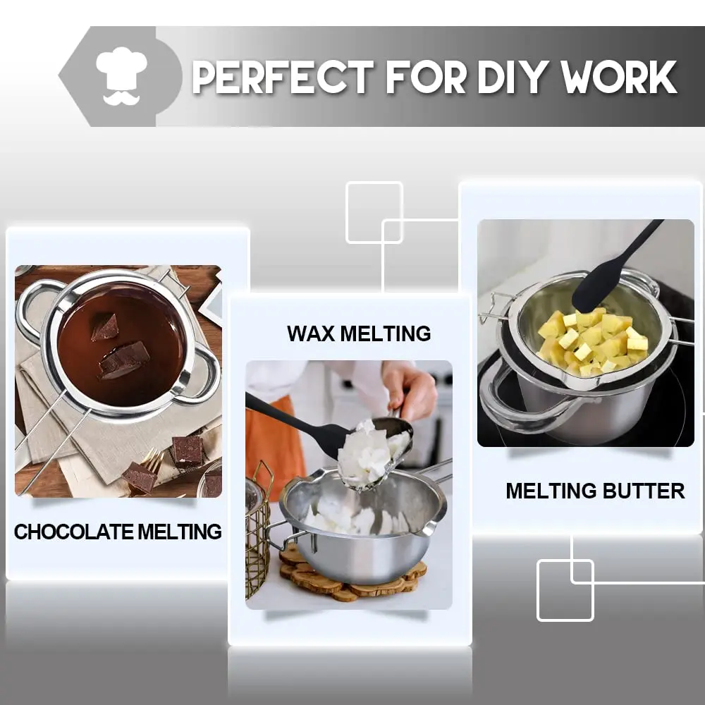 Marsheepy Double Boiler Chocolate Melting Pot 600ml (0.5QT) with 1.5QT Stainless Steel Pot | Rust-Proof 304 Steel - view 6