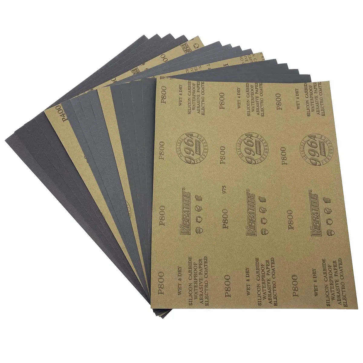 AutKerige 15-Piece Sandpaper Set 9x11 Inch | Wet Dry Silicon Carbide Grit 400/600/800 - main product image