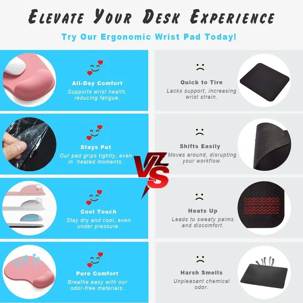 DEMON CHEST Office Mousepad with Gel Wrist Support | Ergonomic Gaming Desk Mouse Pad Wrist Rest for Laptop (04Blue) - view 6